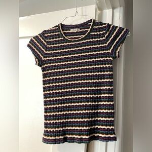 Madewell Rainbow Stripe ribbed baby tee
